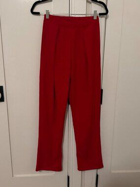 PrettyLittleThing red high-waisted pants